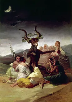 GOYA: WITCHES SABBATH. The Witches Sabbath. Oil on canvas, 1795-98, by Francisco Goya GOYA: WITCHES SABBATH. The Witches Sabbath. Oil on canvas, 1795-98, by Francisco Goya