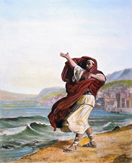 Greek statesman. Practicing his oratory by the seashore. After a painting by Jules Lecomte du Nouy Greek statesman. Practicing his oratory by the seashore. After a painting by Jules Lecomte du Nouy