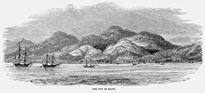 HAITI: PORT-AU-PRINCE. The town and harbor of Port-au-Prince, Haiti. Wood engraving HAITI: PORT-AU-PRINCE. The town and harbor of Port-au-Prince, Haiti. Wood engraving