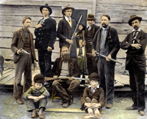 THE HATFIELDS, 1899. Some members of the Hatfield clan: oil over a photograph, 1899 THE HATFIELDS, 1899. Some members of the Hatfield clan: oil over a photograph, 1899