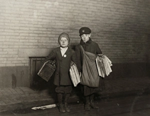 HINE: NEWSBOYS, 1912. 10-year-old Stanley Steiner, boot-black and newsboy with HINE: NEWSBOYS, 1912. 10-year-old Stanley Steiner, boot-black and newsboy with