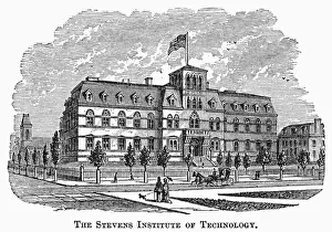 University Prints: Hoboken College Print, 1878 Wood Engraving