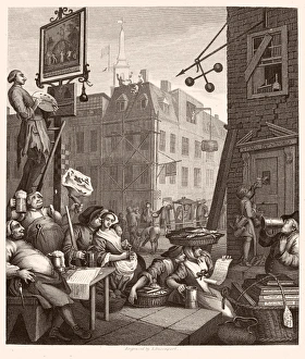 HOGARTH: BEER STREET. Beer Street and Gin Lane. Steel engraving, c1860, after the original by William Hogarth HOGARTH: BEER STREET. Beer Street and Gin Lane. Steel engraving, c1860, after the original by William Hogarth