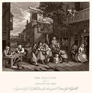 HOGARTH: ELECTION. Canvassing for Votes. Engraving after the etching by William Hogarth HOGARTH: ELECTION. Canvassing for Votes. Engraving after the etching by William Hogarth