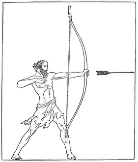 HOMER: THE ODYSSEY. Odysseus bending his bow in contest with the suitors of his wife HOMER: THE ODYSSEY. Odysseus bending his bow in contest with the suitors of his wife