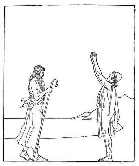 HOMER: THE ODYSSEY. Telemachus led by Athena (Minerva), who has taken the form of Mentor HOMER: THE ODYSSEY. Telemachus led by Athena (Minerva), who has taken the form of Mentor