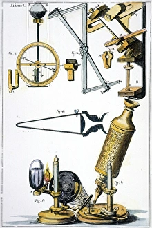 Hooke's Compound Microscope Print, 1665 Copper Engraving
