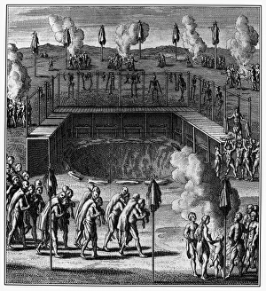 Prints of HURON FEAST OF THE DEAD. 18th century French engraving inaccurately depicting the Hurons celebrating their Feast of the Dead American Beaver Prints: Hurons' Inaccurate Funeral Rites Print