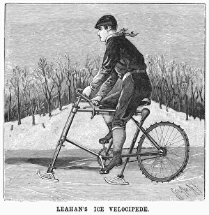 ICE VELOCIPEDE, 1896. Leahans ice velocipede. Engraving, American, 1896 ICE VELOCIPEDE, 1896. Leahans ice velocipede. Engraving, American, 1896