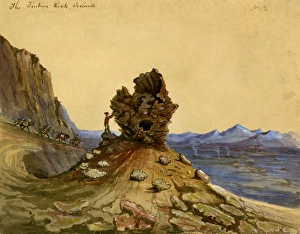ICELAND, 1862. The Tintron rock in Iceland. Drawing by Bayard Taylor, 1862 ICELAND, 1862. The Tintron rock in Iceland. Drawing by Bayard Taylor, 1862