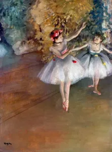 Prints of DEGAS: DANCERS, c1877. Two dancers on stage. Oil on canvas by Edgar Degas, c1877 D Prints: Print of Two Dancers on Stage, Oil Painting by Edgar Degas
