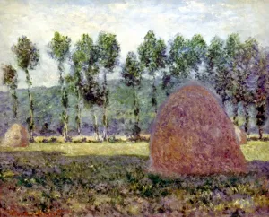 Claude Monet Landscape Paintings Prints: MONET: HAYSTACK, 1889. Haystack near Giverny. Oil on canvas by Claude Monet, 1889