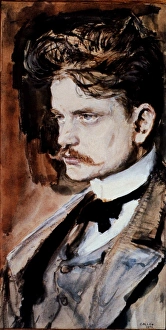 JEAN SIBELIUS (1865-1957). Finnish composer. Oil, 1894, by Akseli Gallen-Kallela JEAN SIBELIUS (1865-1957). Finnish composer. Oil, 1894, by Akseli Gallen-Kallela