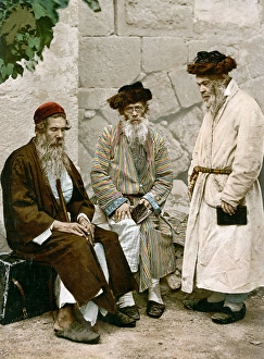 JEWS IN JERUSALEM, c1900. Three Jewish men in Jerusalem. Photochrome, c1900 JEWS IN JERUSALEM, c1900. Three Jewish men in Jerusalem. Photochrome, c1900