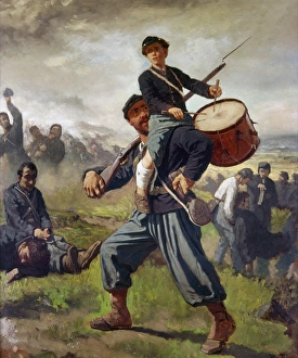 JOHNSON: DRUMMER BOY, c1870. The Wounded Drummer Boy. Oil on canvas by Eastman Johnson, c1870 JOHNSON: DRUMMER BOY, c1870. The Wounded Drummer Boy. Oil on canvas by Eastman Johnson, c1870