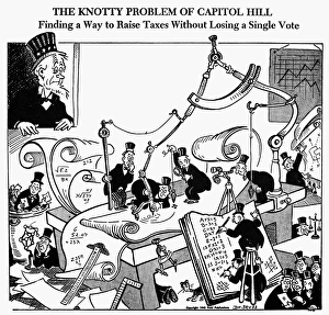 The Knotty Problem of Capitol Hill Finding a Way to Raise Taxes Without Losing a Single Vote. American cartoon by Dr The Knotty Problem of Capitol Hill Finding a Way to Raise Taxes Without Losing a Single Vote. American cartoon by Dr