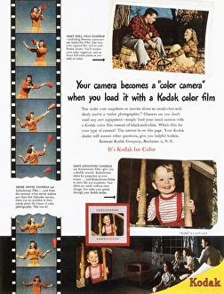 KODAK ADVERTISEMENT, 1948. Advertisement for Kodak color film from an American magazine, 1948 KODAK ADVERTISEMENT, 1948. Advertisement for Kodak color film from an American magazine, 1948