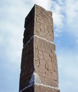 Mexico Ancient Ruins Prints: MEXICO: AZTEC COLUMN. Aztec rectangular column with bas-reliefs, 1200-1500 A. D