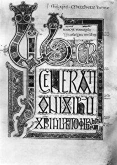LINDISFARNE GOSPELS. Matthew, chapter i., verse 1, written and illuminated about A LINDISFARNE GOSPELS. Matthew, chapter i., verse 1, written and illuminated about A