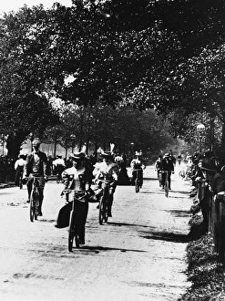 LONDON: HYDE PARK, c1895. Cyclists in Hyde Park, London, England. Photographed c1895 LONDON: HYDE PARK, c1895. Cyclists in Hyde Park, London, England. Photographed c1895