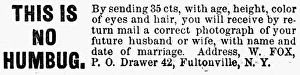 LONELY HEARTS AD, 1876. American advertisement, 1876 LONELY HEARTS AD, 1876. American advertisement, 1876