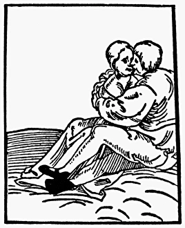 LOVERS, c16th CENTURY. European woodcut, 15th or 16th century LOVERS, c16th CENTURY. European woodcut, 15th or 16th century