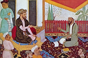 MANI (216-276). Persian religious leader. Mani (right) expounding his teachings to a MANI (216-276). Persian religious leader. Mani (right) expounding his teachings to a