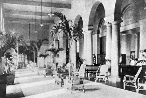 MANILA: HOTEL, 1925. View of the lobby of the Manila Hotel, a luxury hotel built MANILA: HOTEL, 1925. View of the lobby of the Manila Hotel, a luxury hotel built