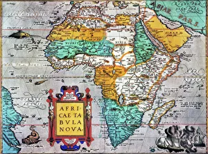 MAP OF AFRICA from the 1595 edition of Abraham Ortelius atlas Theatrum Orbis Terrarum MAP OF AFRICA from the 1595 edition of Abraham Ortelius atlas Theatrum Orbis Terrarum
