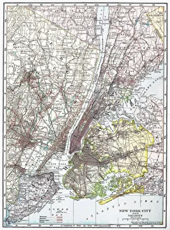 MAP: NEW YORK AREA, 1906. New York City and vicinity. Color engraving, 1906 MAP: NEW YORK AREA, 1906. New York City and vicinity. Color engraving, 1906