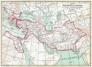 Prints of MAP OF MACEDONIAN EMPIRE. Map of the Macedonian Empire following the conquests of Alexander the Great, 4th century B.C Greece Prints: Print of the Macedonian Empire Map, 4th century B.C