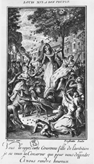 Allegorical Engraving Print of Olympe de Gouges Presenting her Declaration