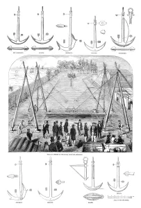 Maritime History England Prints: ENGLAND: ANCHOR TEST, 1852. Trial of various types of anchors at the Royal Dockyard in Sheerness