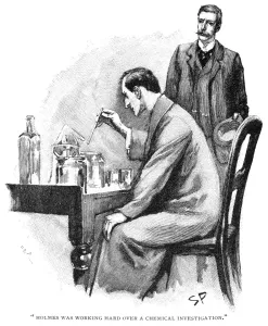 Sherlock Holmes Prints: Print of Sherlock Holmes examining a naval treaty