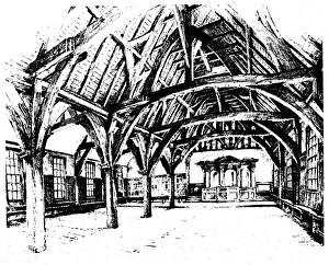 MEDIEVAL WOOL TRADE. The Merchant Adventurers Hall, York, the 14th century timbered MEDIEVAL WOOL TRADE. The Merchant Adventurers Hall, York, the 14th century timbered