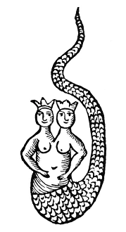 MERMAID, 1760. The mermaid Melusine. Woodcut from Abraham Eleazars Uraltes Chymisches Werk MERMAID, 1760. The mermaid Melusine. Woodcut from Abraham Eleazars Uraltes Chymisches Werk