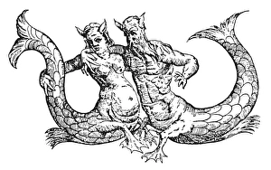 MERMAID & MERMAN, 1642. Mermaid and merman of the Nile Delta MERMAID & MERMAN, 1642. Mermaid and merman of the Nile Delta
