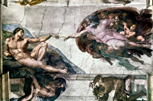 MICHELANGELO: ADAM. The Creation of Adam. Fresco by Michelangelo from the Sistine Chapel MICHELANGELO: ADAM. The Creation of Adam. Fresco by Michelangelo from the Sistine Chapel