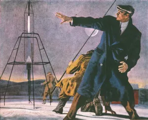 Physicist Prints: Robert Goddard Print: Liquid-Fuel Rocket Launch, 1926