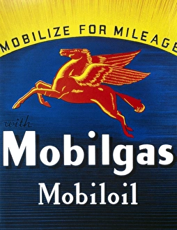 MOBIL ADVERTISEMENT, 1935. American advertisement for Mobil gasoline and motor oil, 1935 MOBIL ADVERTISEMENT, 1935. American advertisement for Mobil gasoline and motor oil, 1935