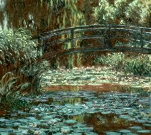 MONET: BRIDGE AT GIVERNY, 1900. Japanese Bridge at Giverny. Oil on canvas by Claude Monet, 1900