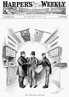 MONOPOLY AND TARIFFS, 1888. The Consumer Consumed. American cartoon by W.A. Rogers MONOPOLY AND TARIFFS, 1888. The Consumer Consumed. American cartoon by W.A. Rogers