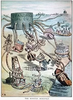 Monster Monopoly. American cartoon, 1884, attacking John D