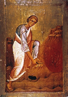 MOSES BEFORE BURNING BUSH. 12th century icon in St. Catherines Monastery, Sinai MOSES BEFORE BURNING BUSH. 12th century icon in St. Catherines Monastery, Sinai
