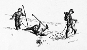 MOUNTAINEERS, 19th CENTURY. Wood engraving, 19th century MOUNTAINEERS, 19th CENTURY. Wood engraving, 19th century