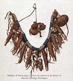 NATIVE AMERICANS: FINGER NECKLACE. Necklace of human fingers. Possibly Iroquois NATIVE AMERICANS: FINGER NECKLACE. Necklace of human fingers. Possibly Iroquois