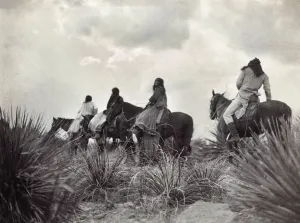 Vintage Indian Images Prints: APACHE ON HORSEBACK, c1906. Before the storm