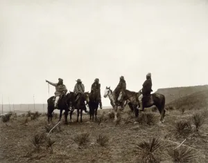 Edward S Curtis Photographs Prints: APACHE MEN, c1903. The Lost Trail