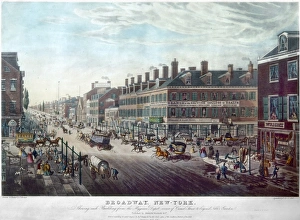 NEW YORK: BROADWAY, 1836. Broadway, New York - Corner of Canal Street to Beyond Niblos Garden NEW YORK: BROADWAY, 1836. Broadway, New York - Corner of Canal Street to Beyond Niblos Garden