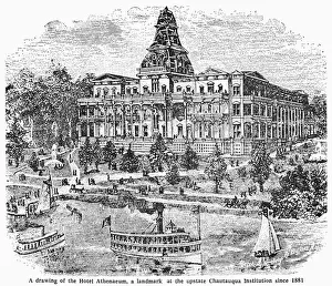 NEW YORK: CHAUTAUQUA. The Hotel Athenaeum, on Chautauqua Lake, New York. Drawing, 1881 NEW YORK: CHAUTAUQUA. The Hotel Athenaeum, on Chautauqua Lake, New York. Drawing, 1881